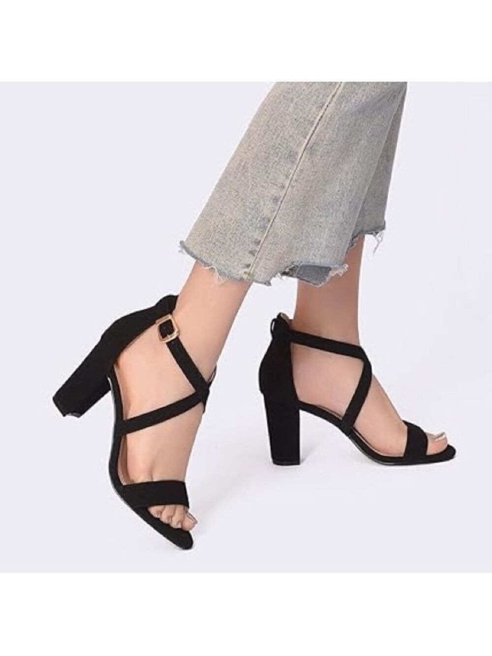 Black Strappy High Heel Sandal